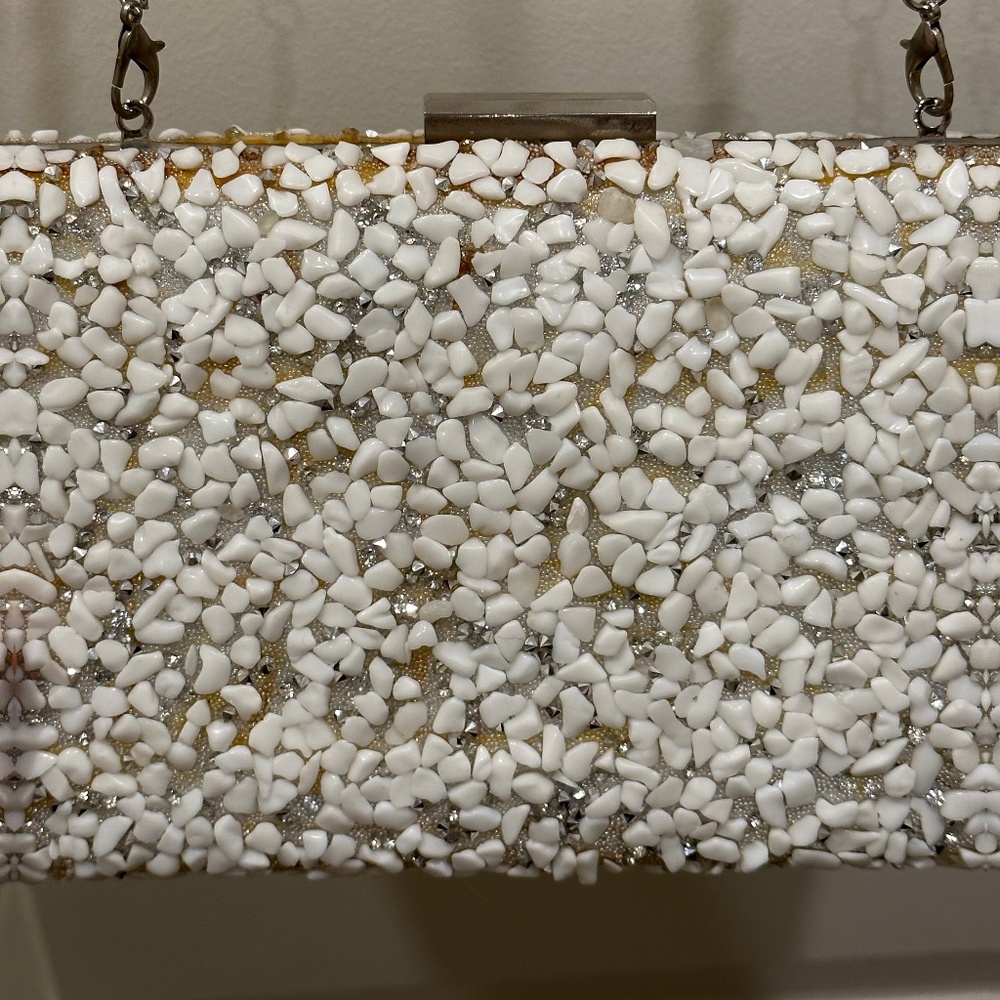 Sondra Roberts Evening White Sparkly Crossbody / Clutch
